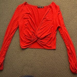 Nasty Gal Red Twist-Front Crop Top